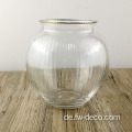 Rippenkunstglas Vase Moderne Gold Rand